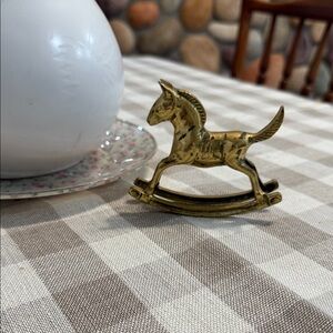 Vintage Gold Rocking Horse Figurine